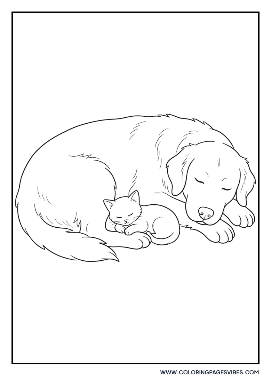 Golden Retriever with a Kitten