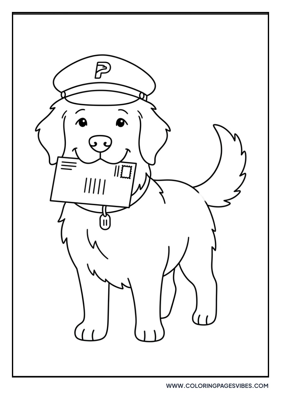 Golden Retriever with a Mailman's Hat