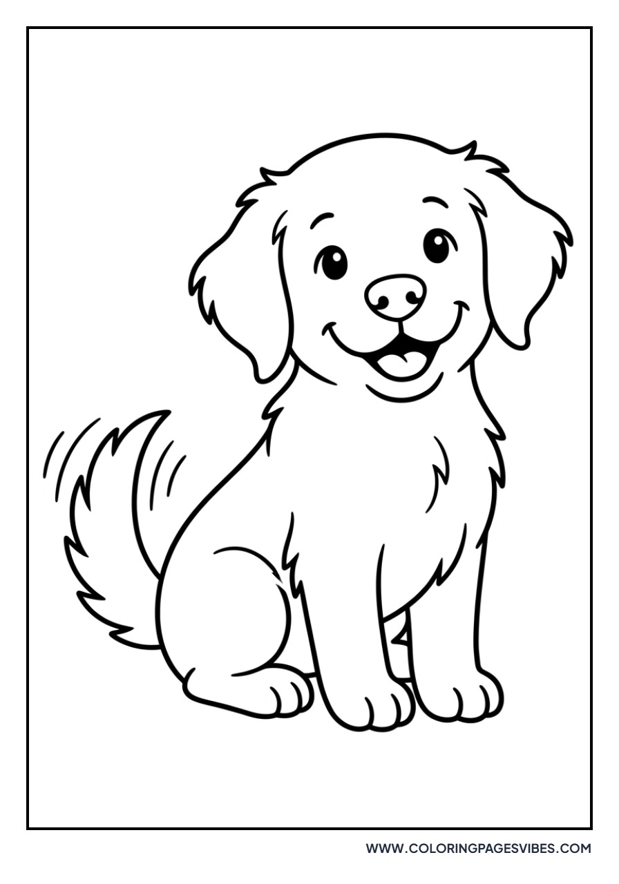 Happy Golden Retriever Puppy Sitting