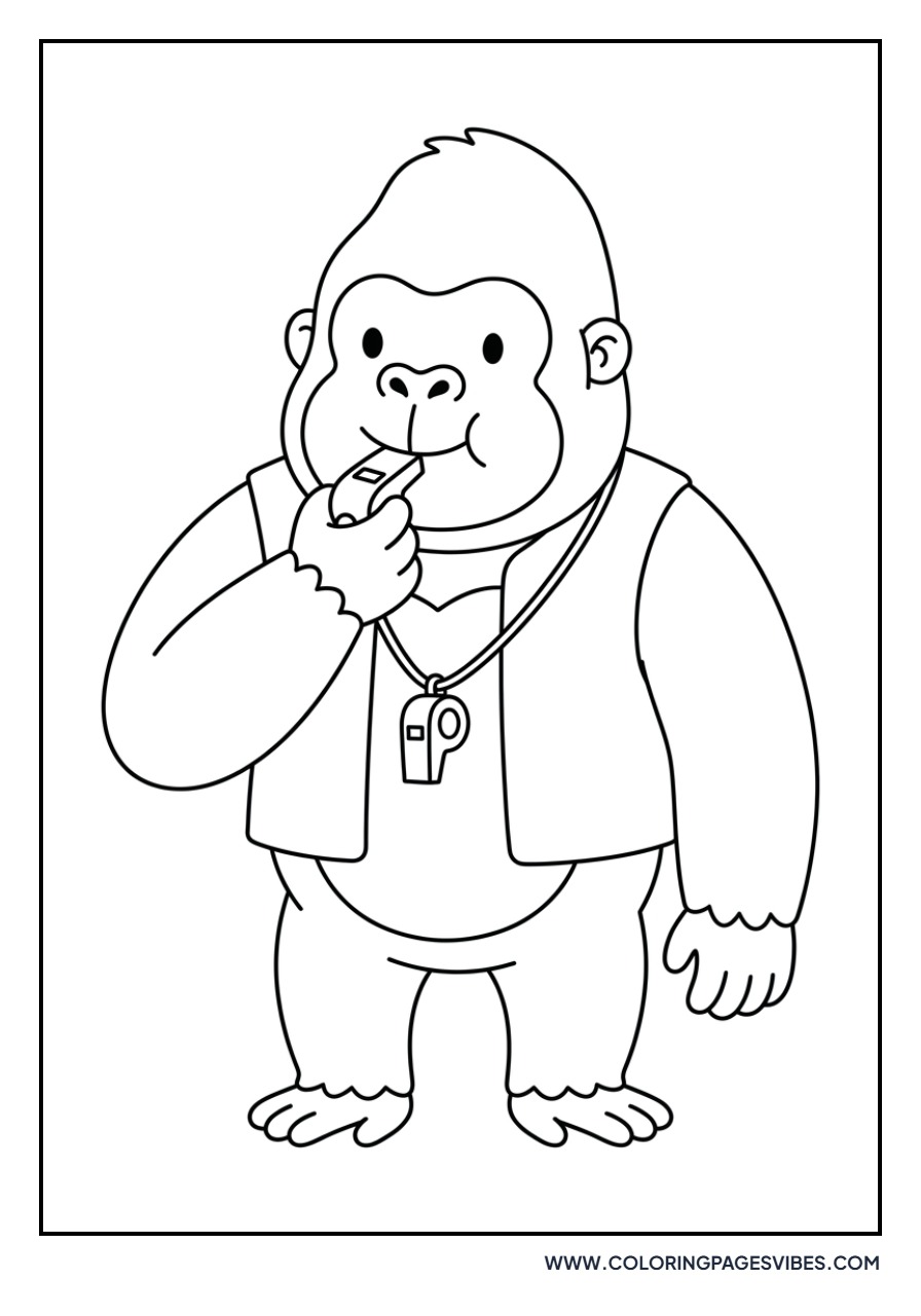 Gorilla Blowing a Whistle