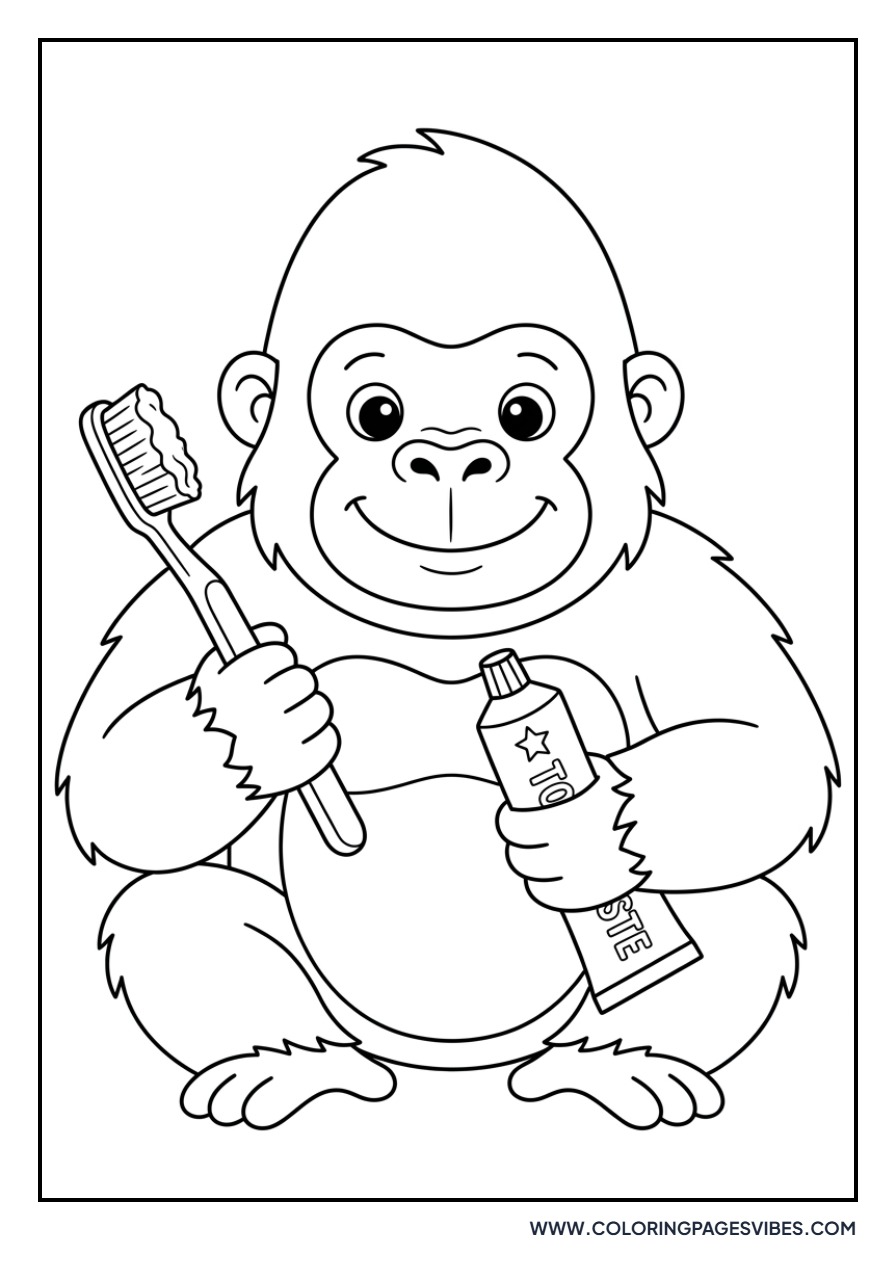 Gorilla Brushing Teeth