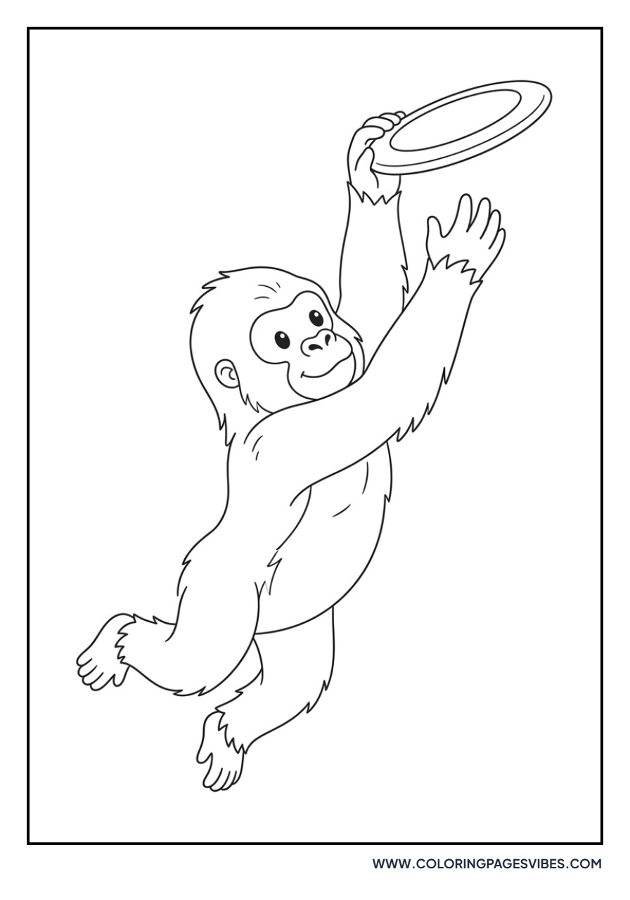 Gorilla Catching a Frisbee