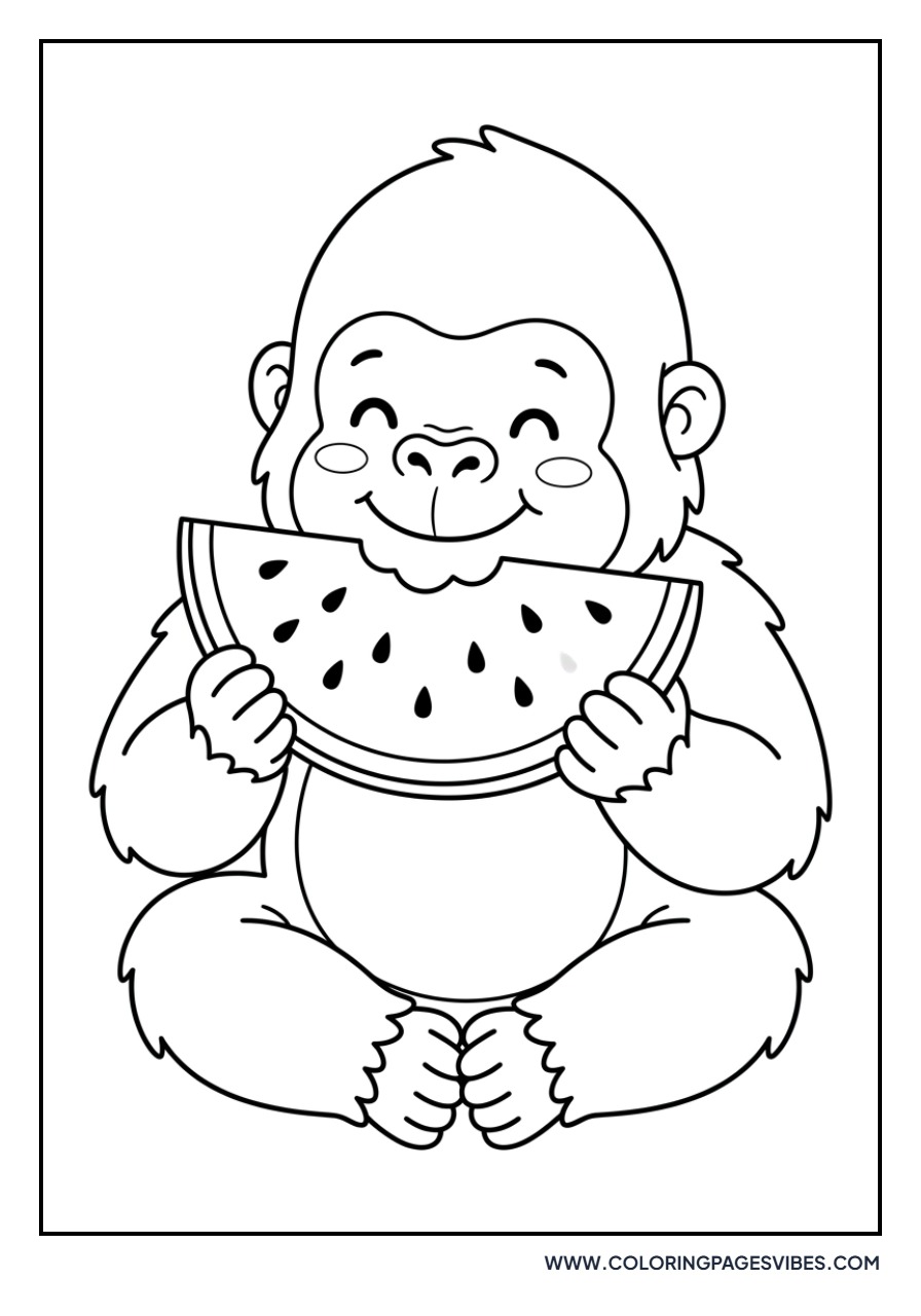 Gorilla Eating Watermelon