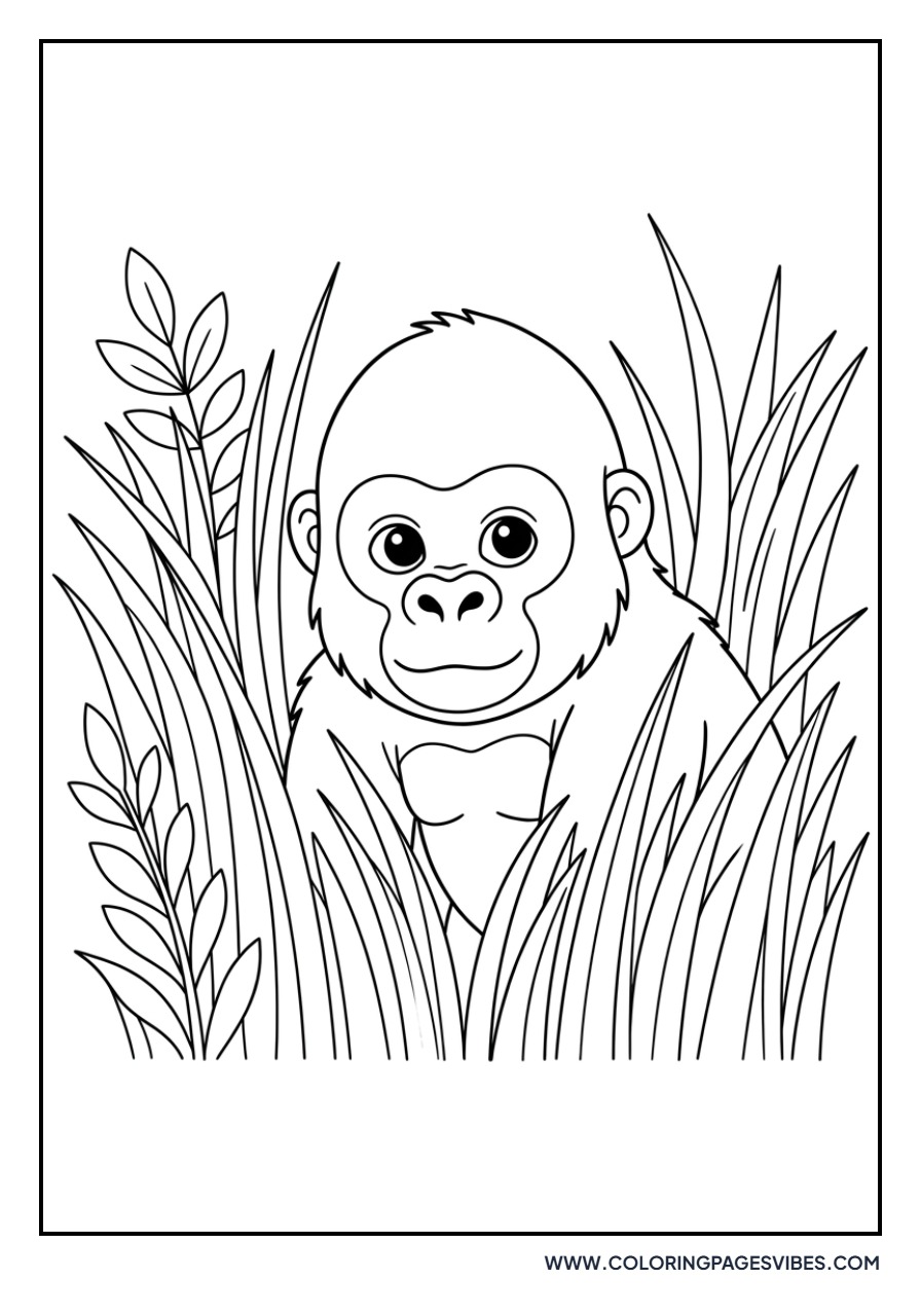Gorilla Hiding in Grass
