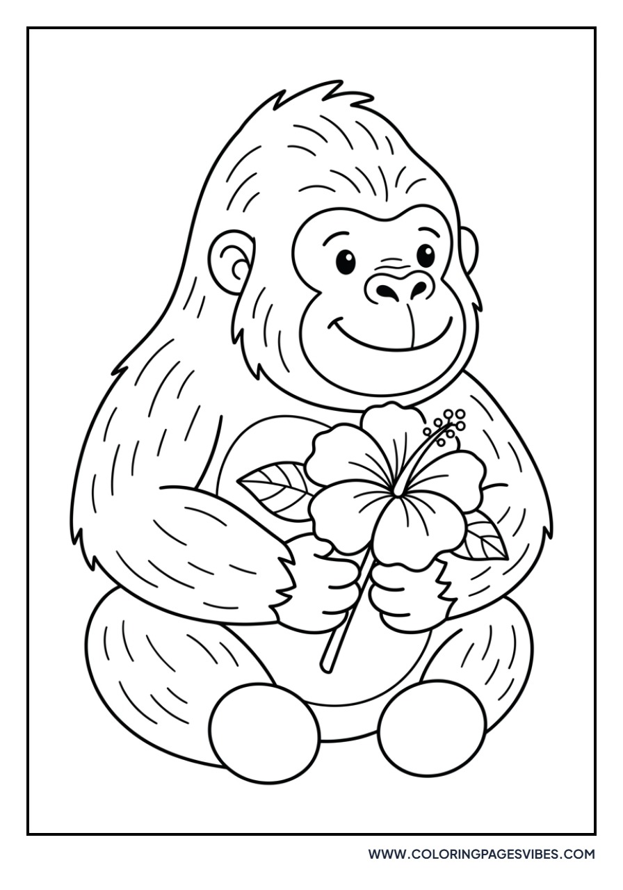 Gorilla Holding a Flower