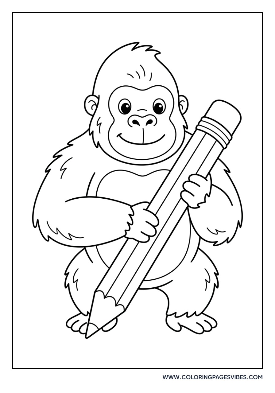 Gorilla Holding a Pencil