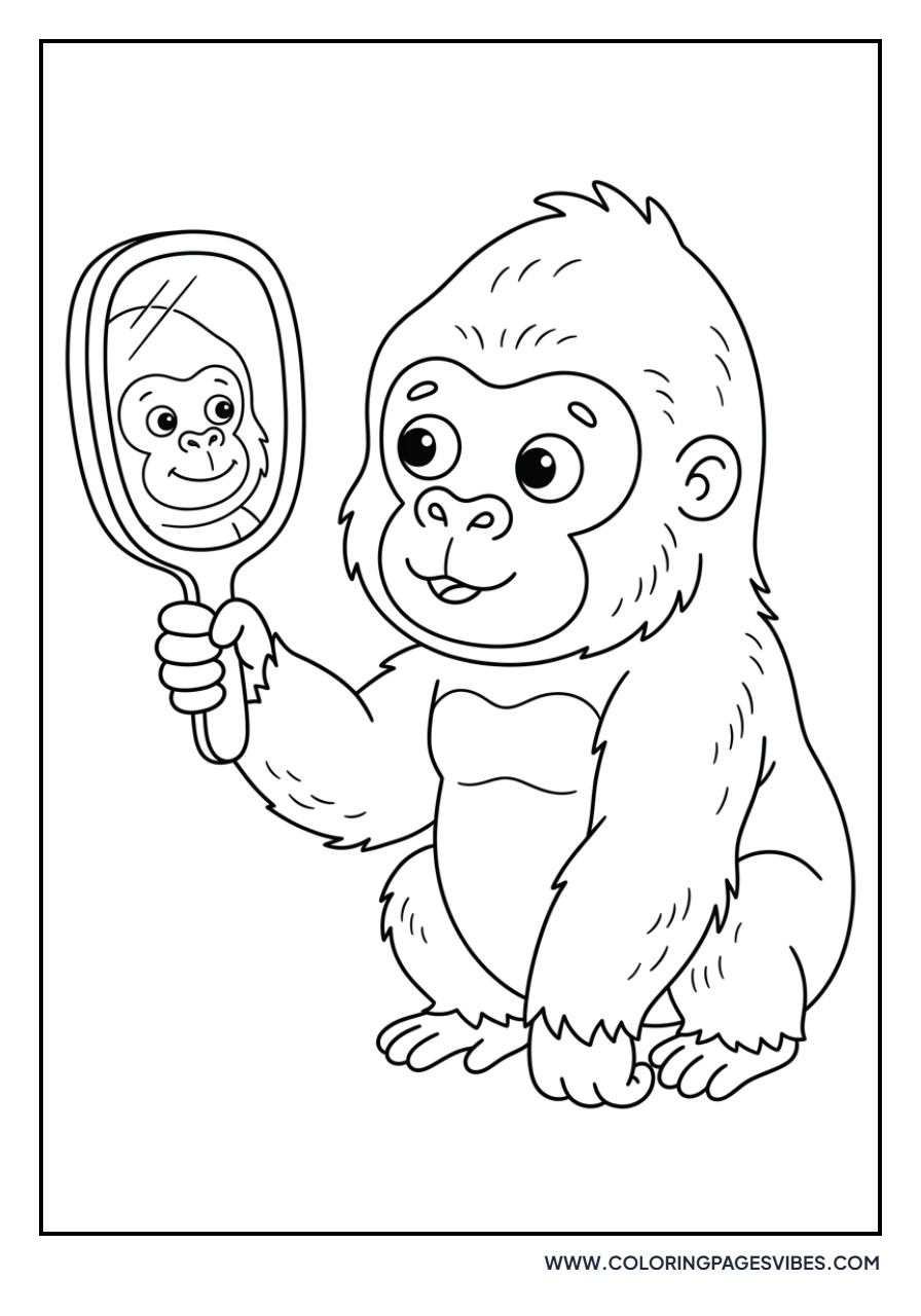 Gorilla Looking in a Mirror
