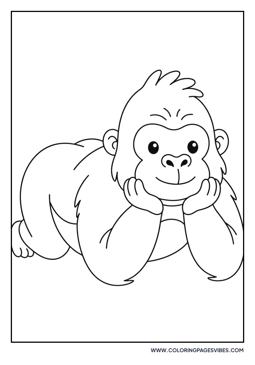 Gorilla Lying on Belly