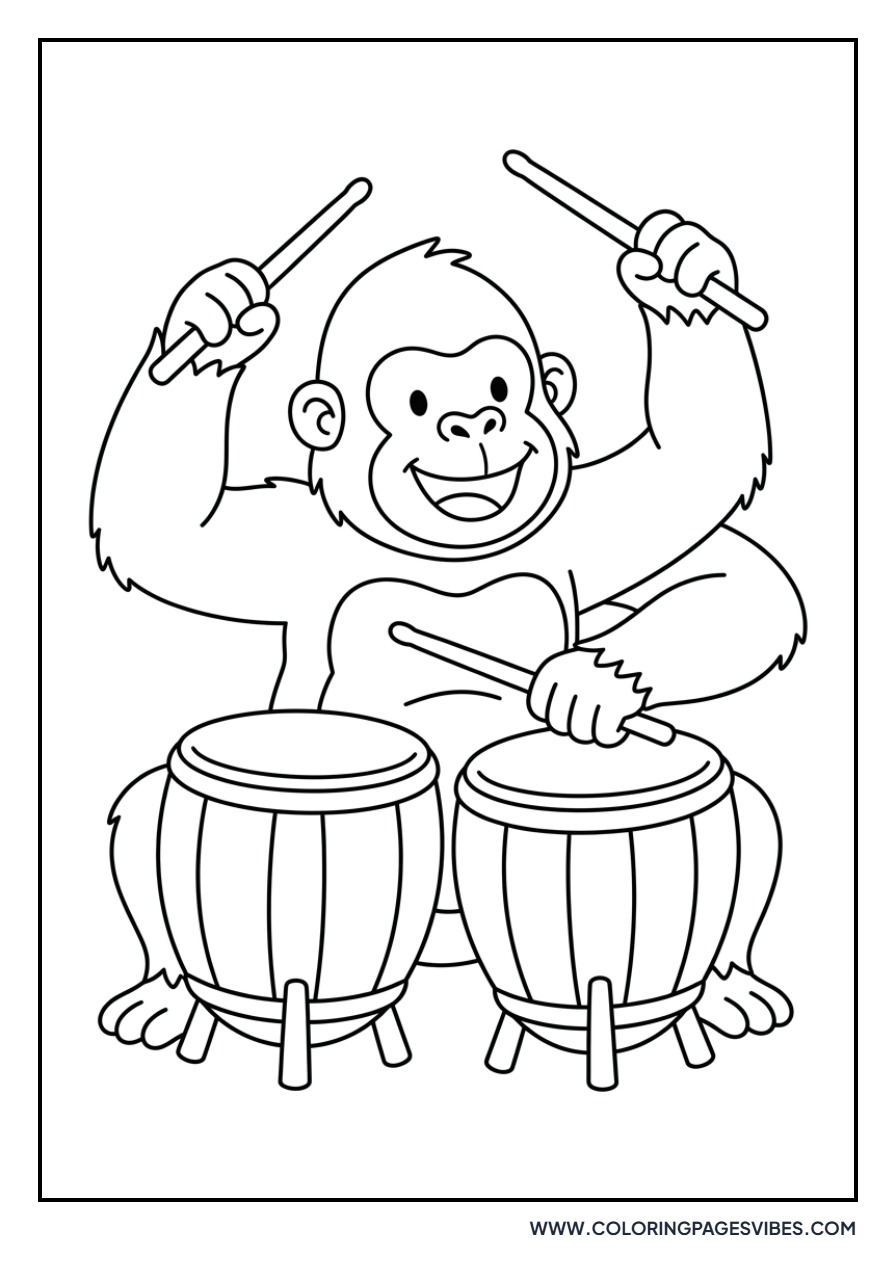 Gorilla Playing Drums