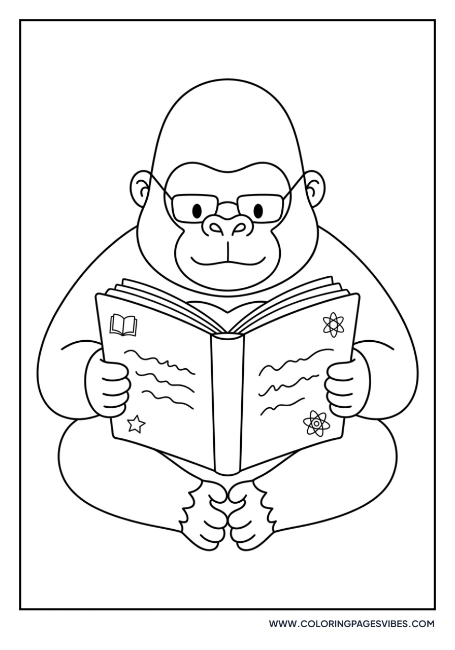 Gorilla Reading a Book