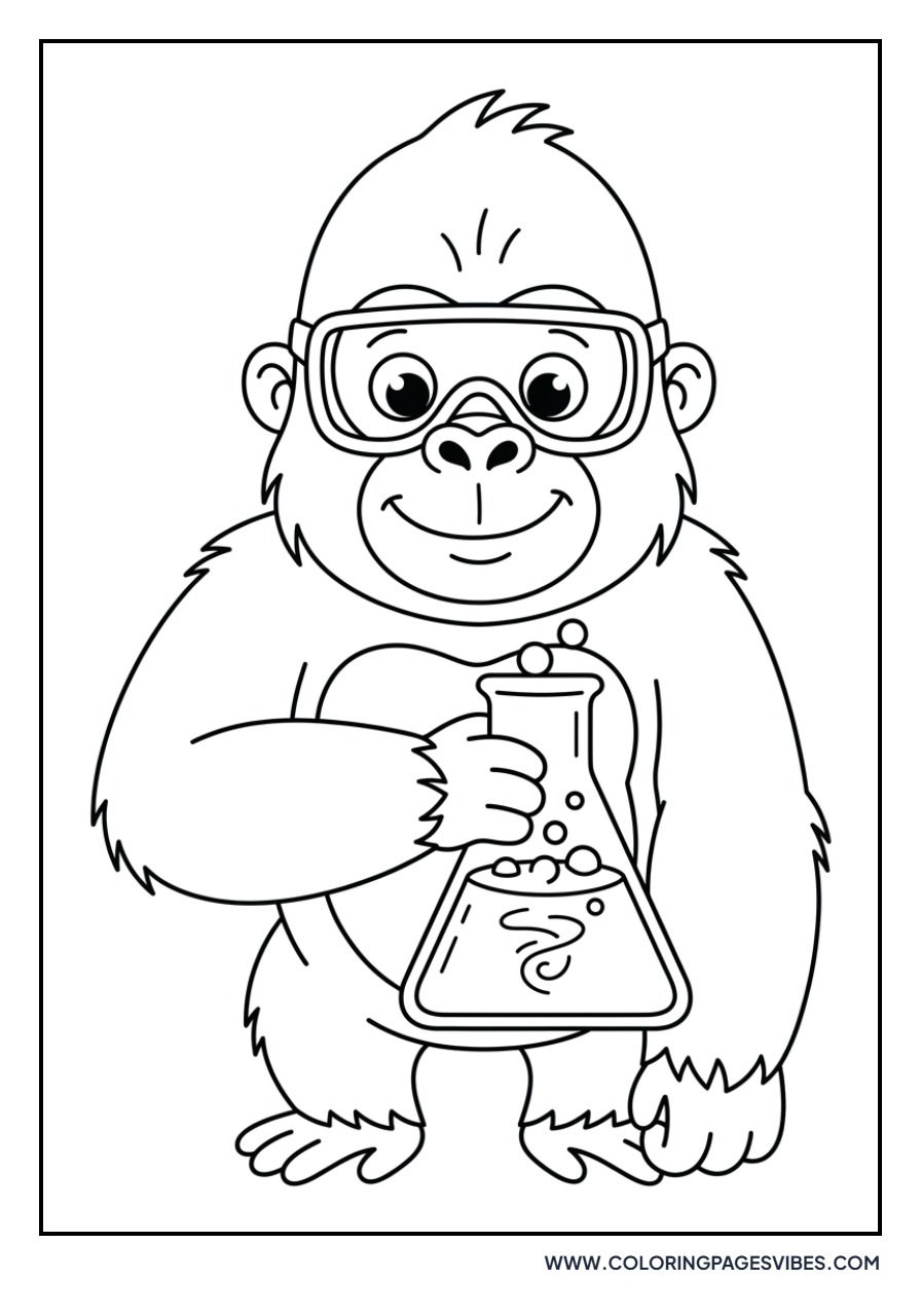 Gorilla Scientist with Beaker