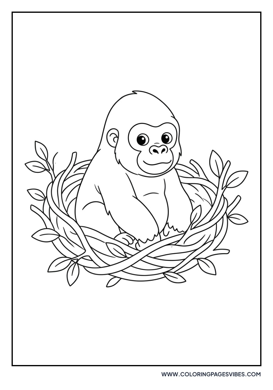 Gorilla Sitting in a Nest