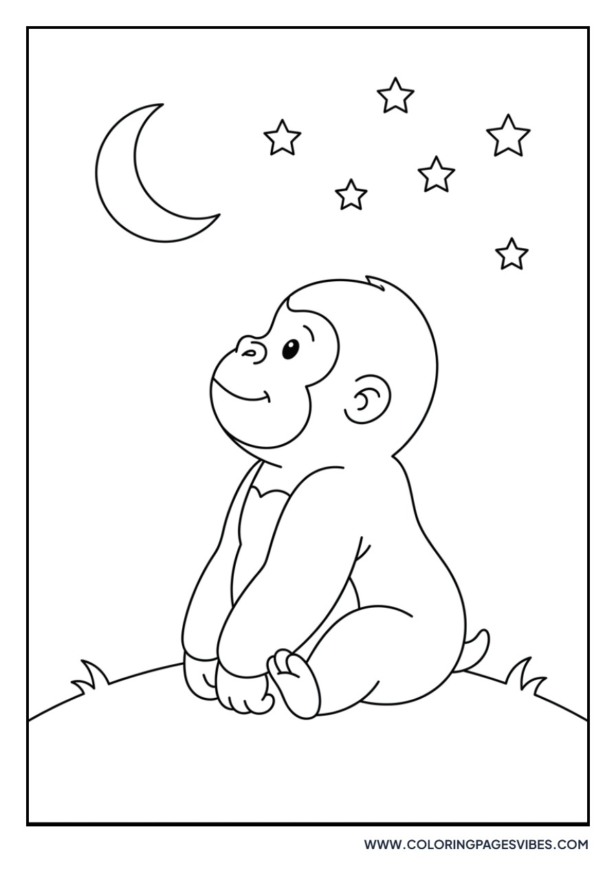 Gorilla under Stars and Moon