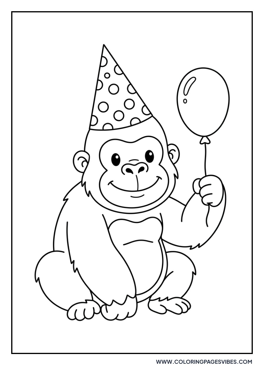 Gorilla Wearing a Party Hat