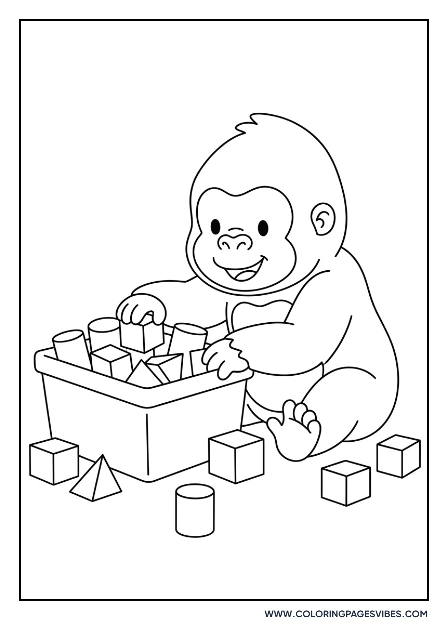 Gorilla with a Bin of Toys