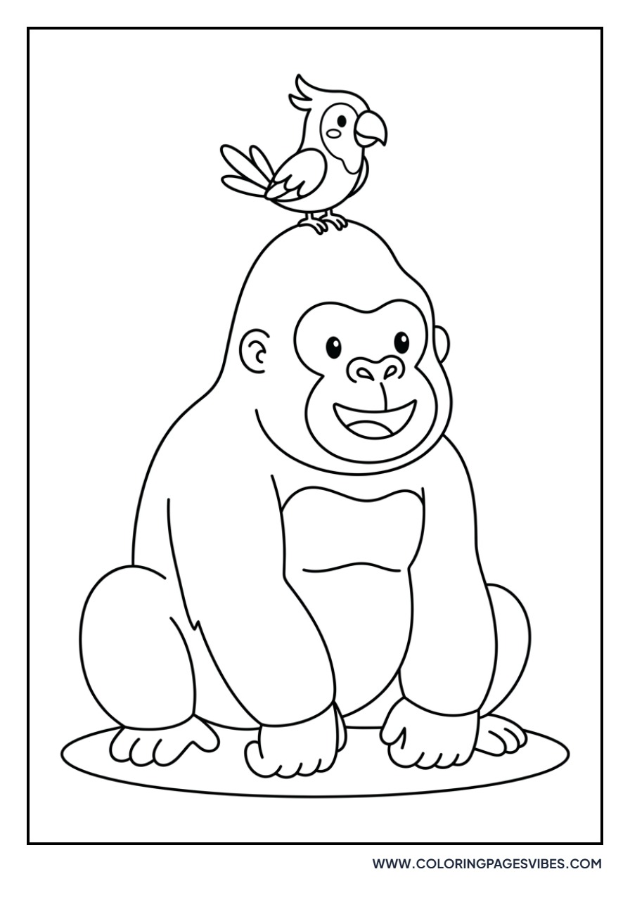 Gorilla with a Bird on Head