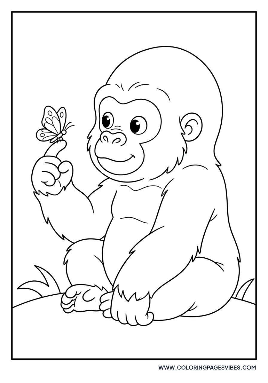 Gorilla with Butterfly Friend