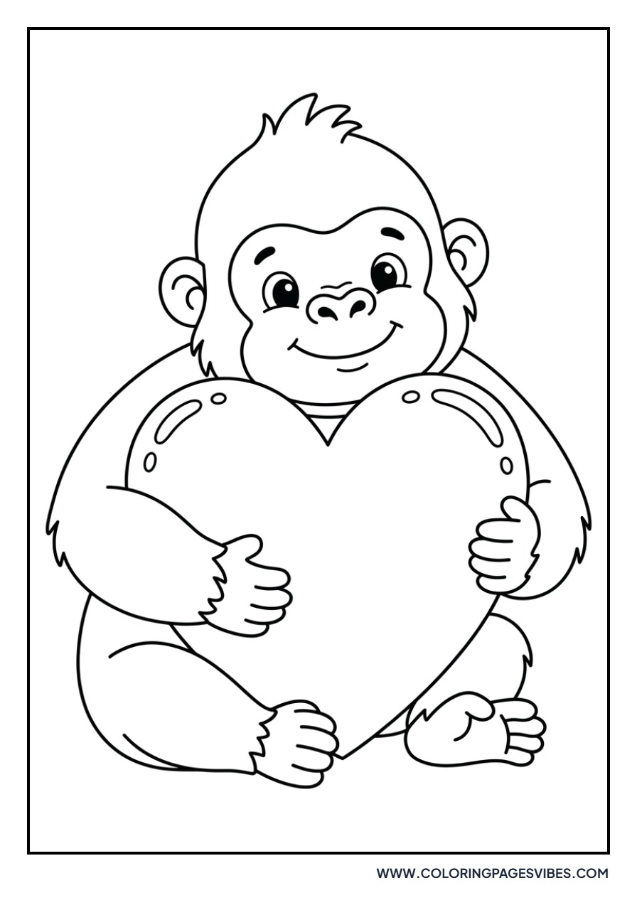 Gorilla with Heart Shape
