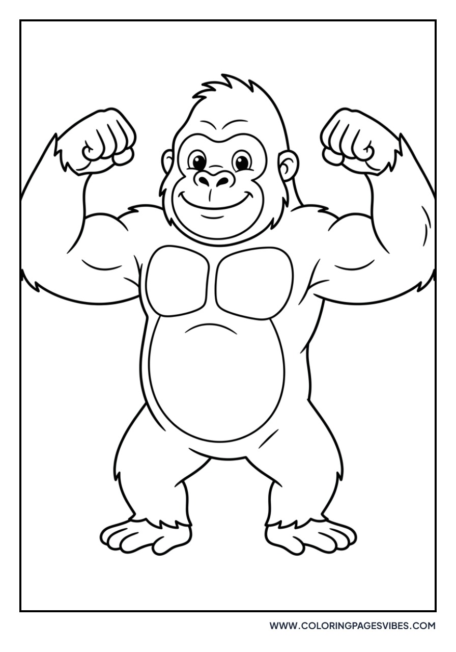 Strong Gorilla Showing Muscles