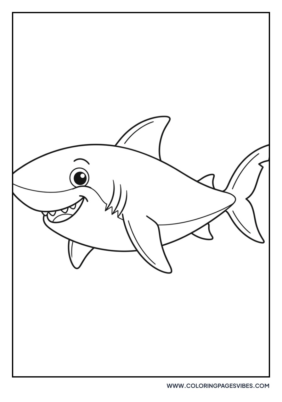 Cute Cartoon Great White Shark
