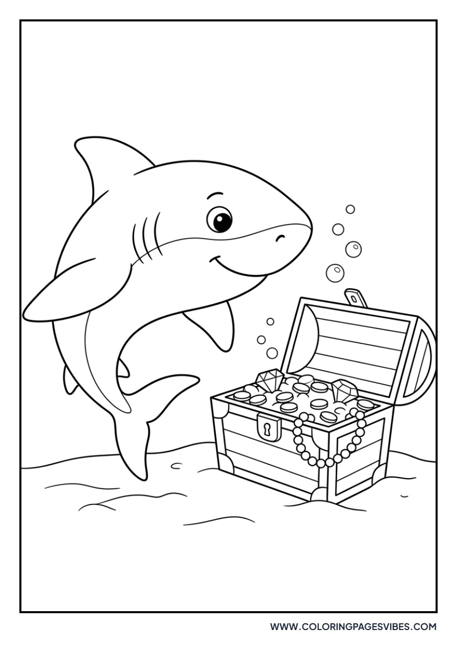 Great White Shark and Treasure Chest