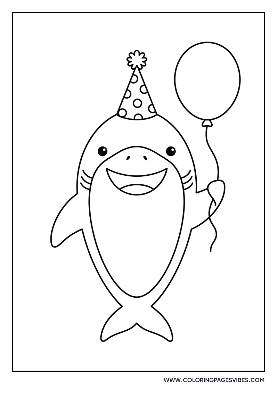 Happy Great White Shark with Hat