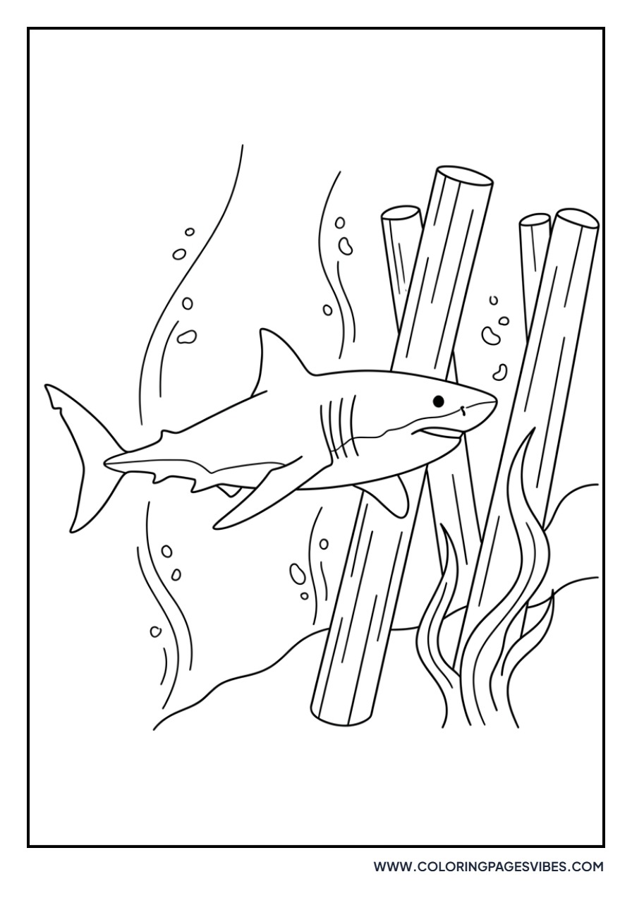 Shark Swimming through a Pier