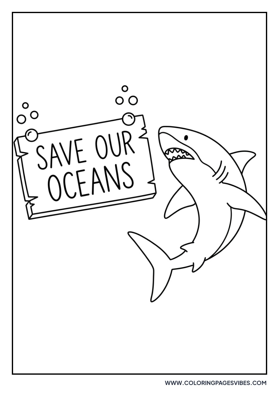 Shark with 'Save Our Oceans' Sign