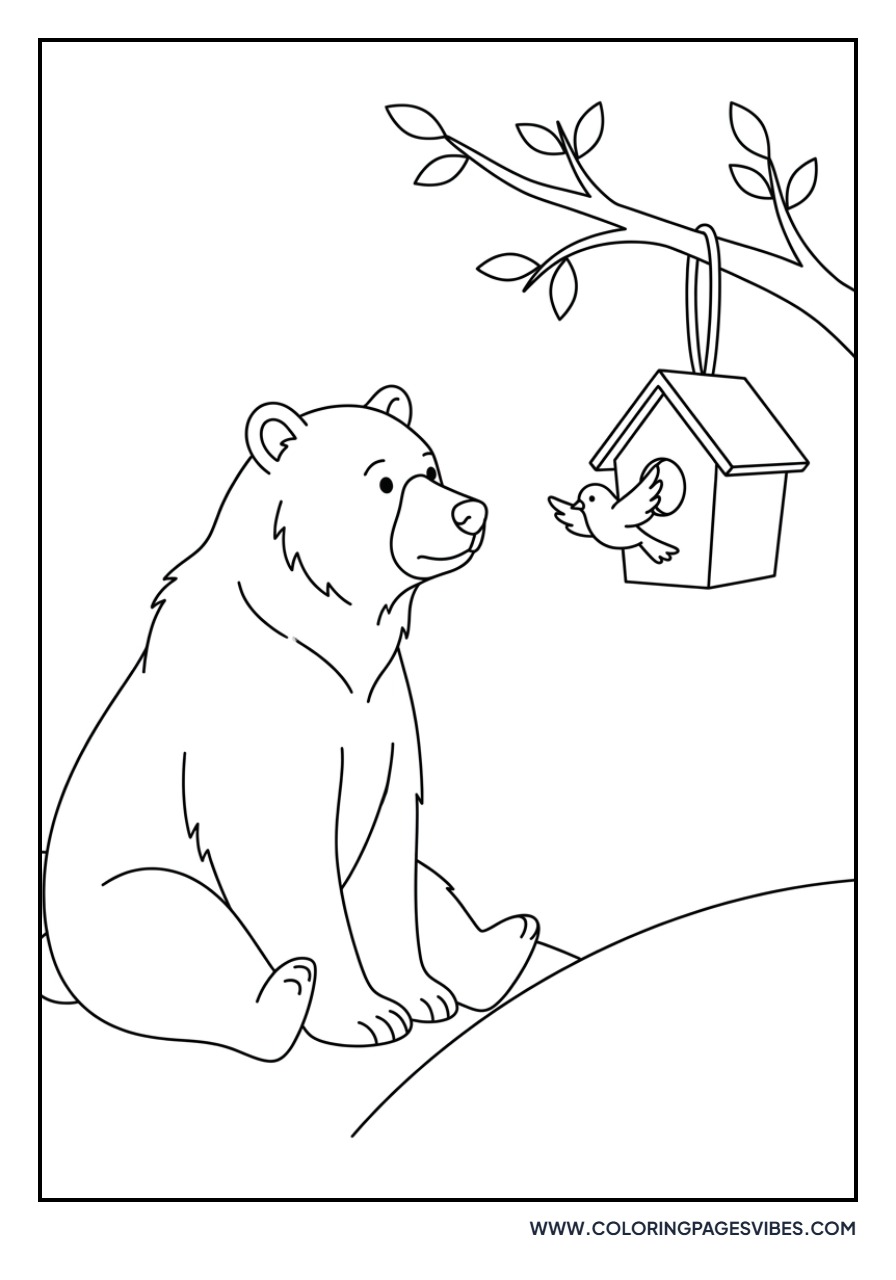 Grizzly Bear and Birdhouse
