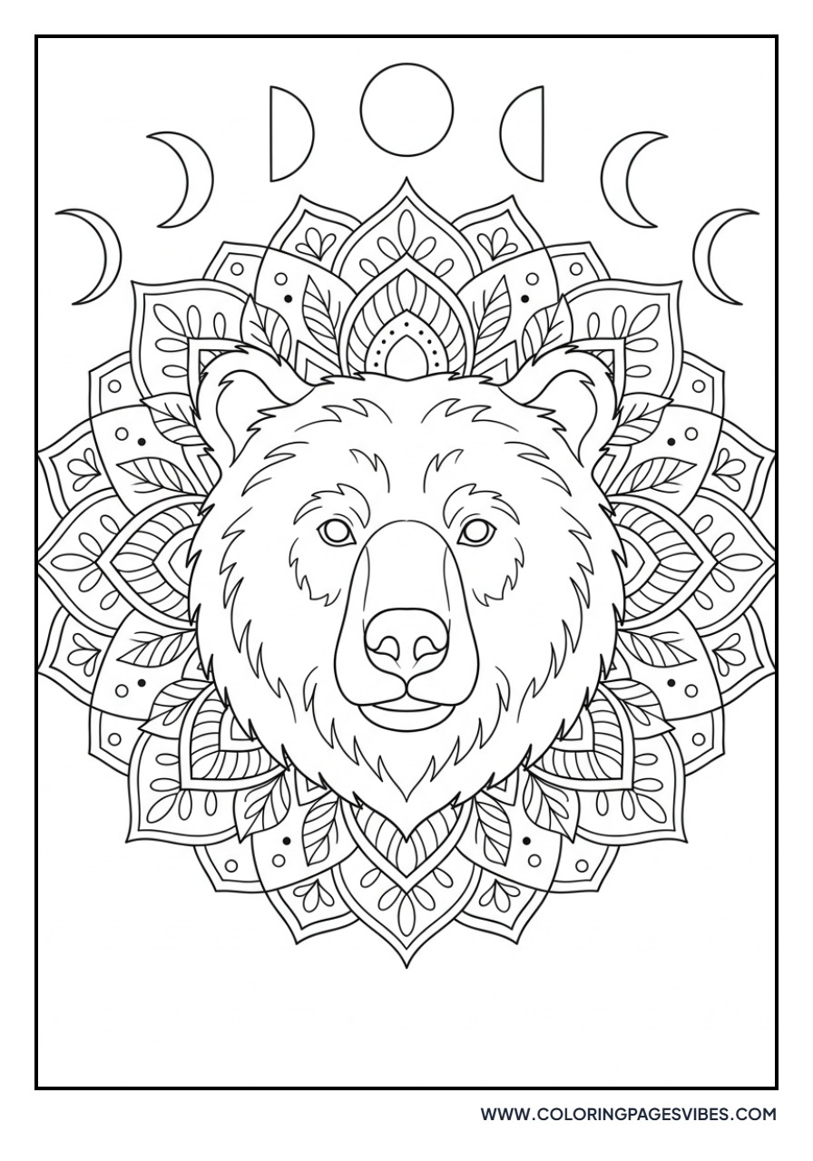 Grizzly Bear and Moon Mandala