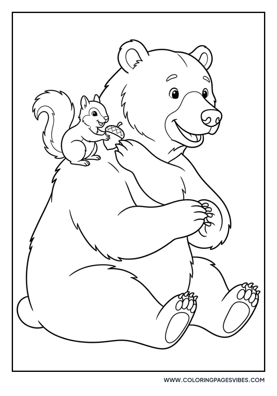 Grizzly Bear and Squirrel Friend