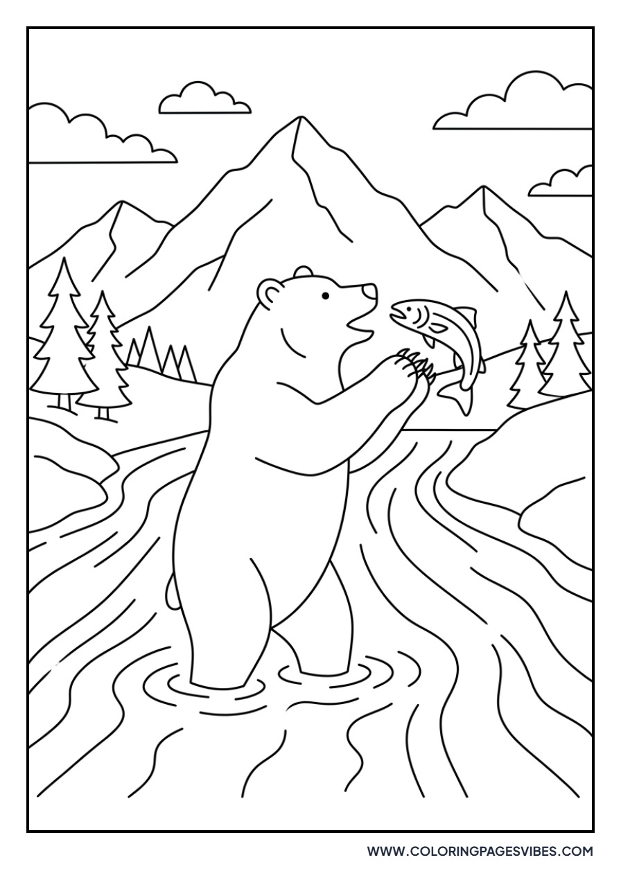 Grizzly Bear Catching Fish
