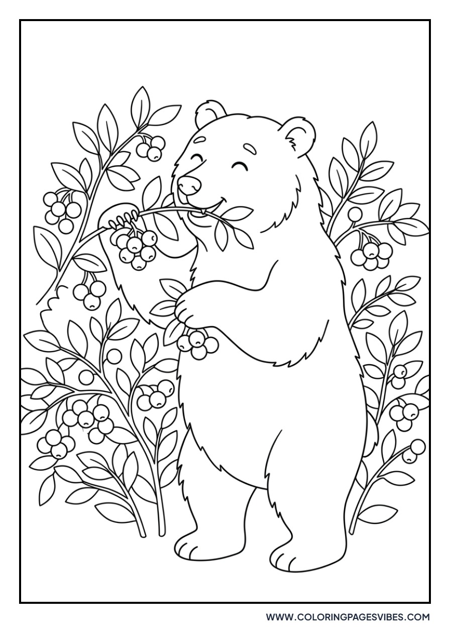 Grizzly Bear Eating Berries