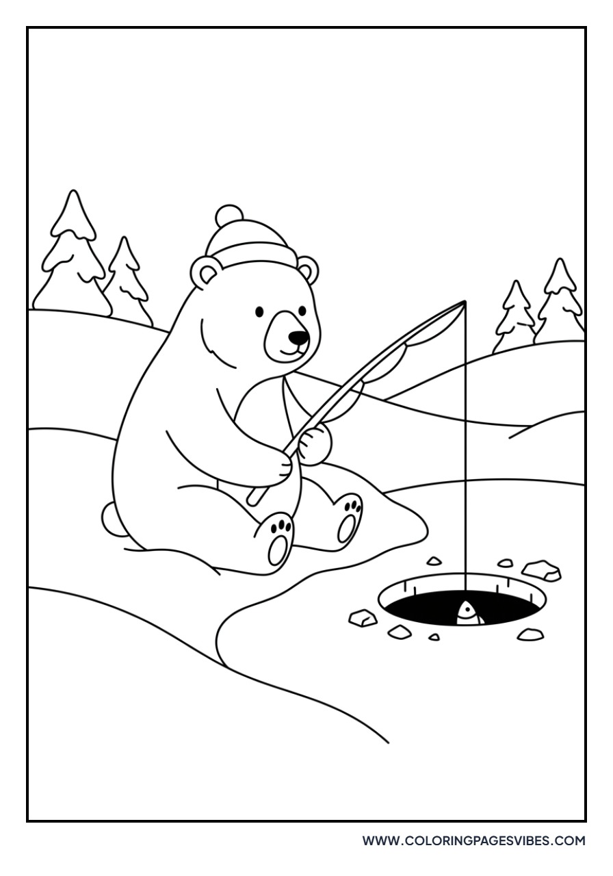 Grizzly Bear Fishing in Winter