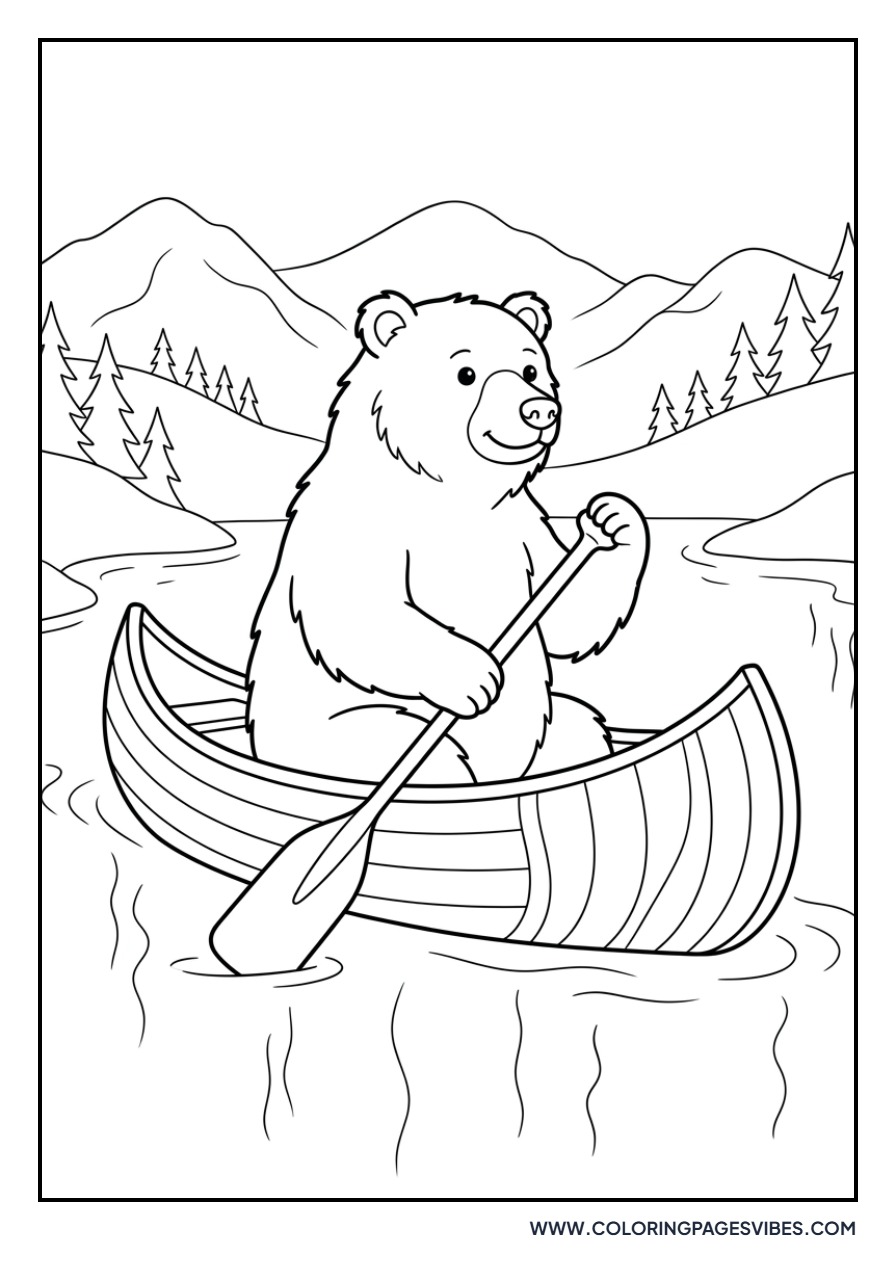 Grizzly Bear in a Canoe