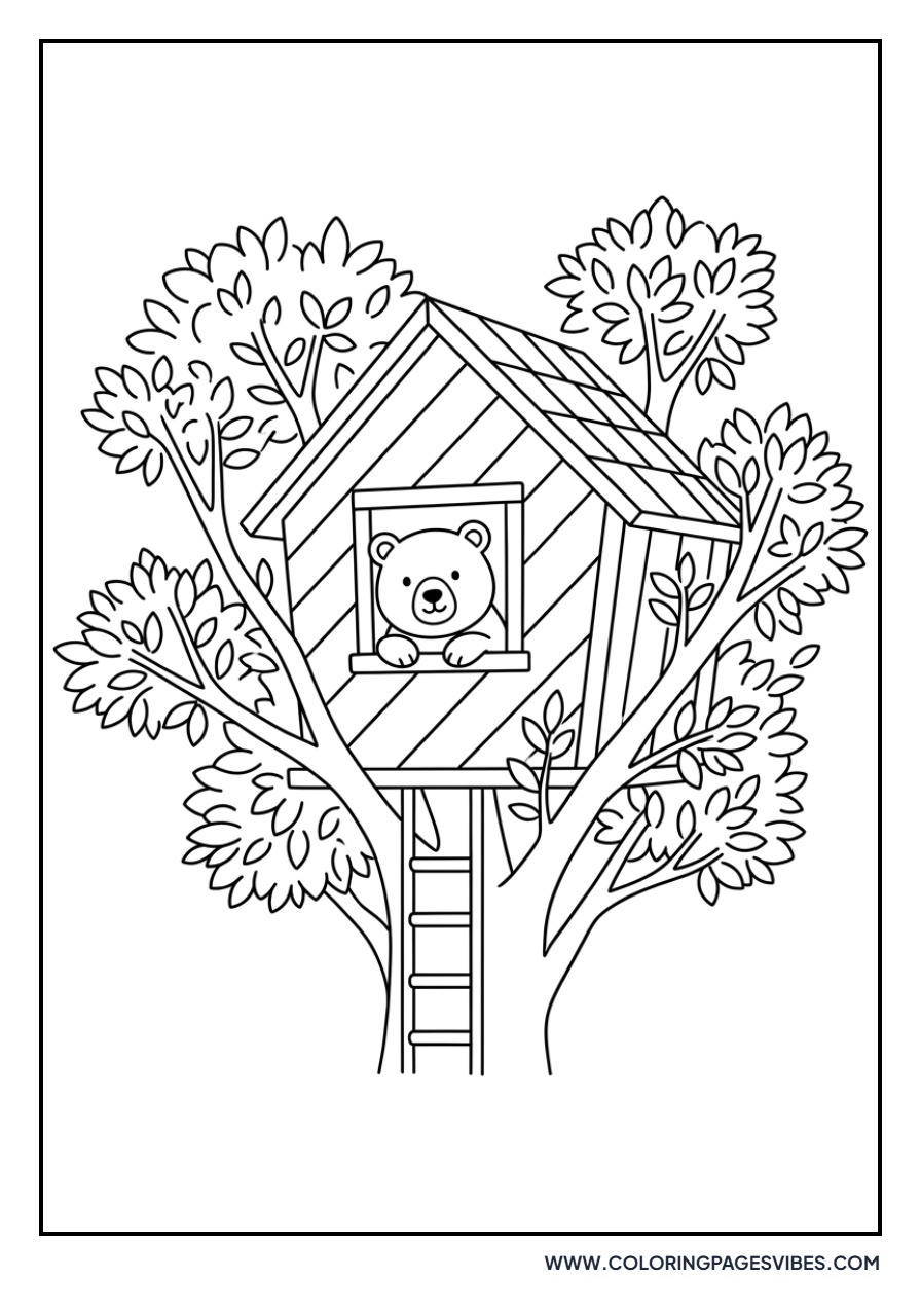Grizzly Bear in a Treehouse