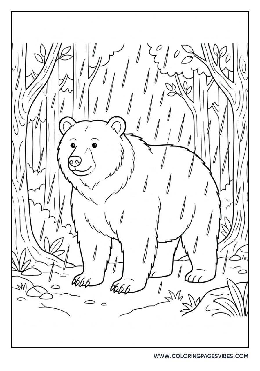 Grizzly Bear in the Rain