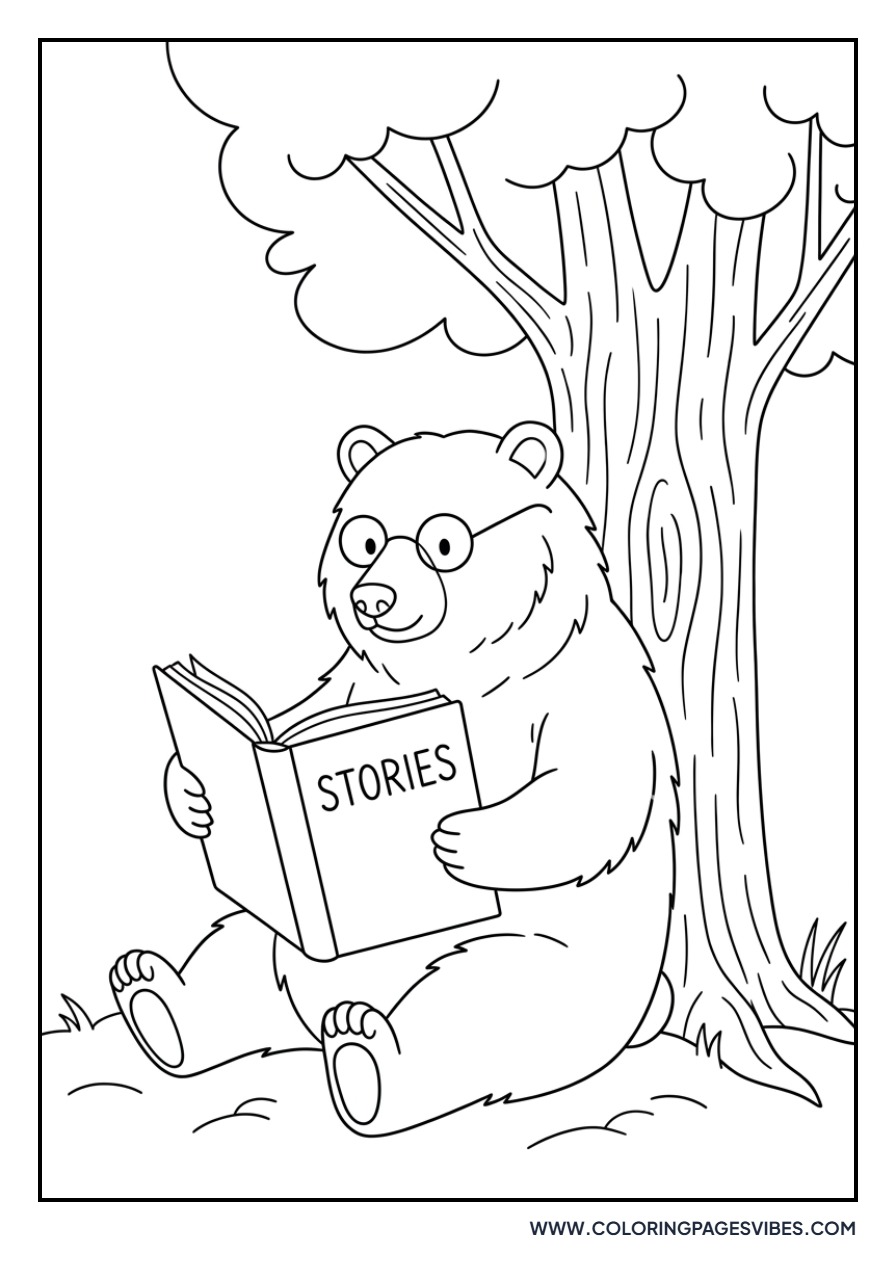 Grizzly Bear Reading a Book