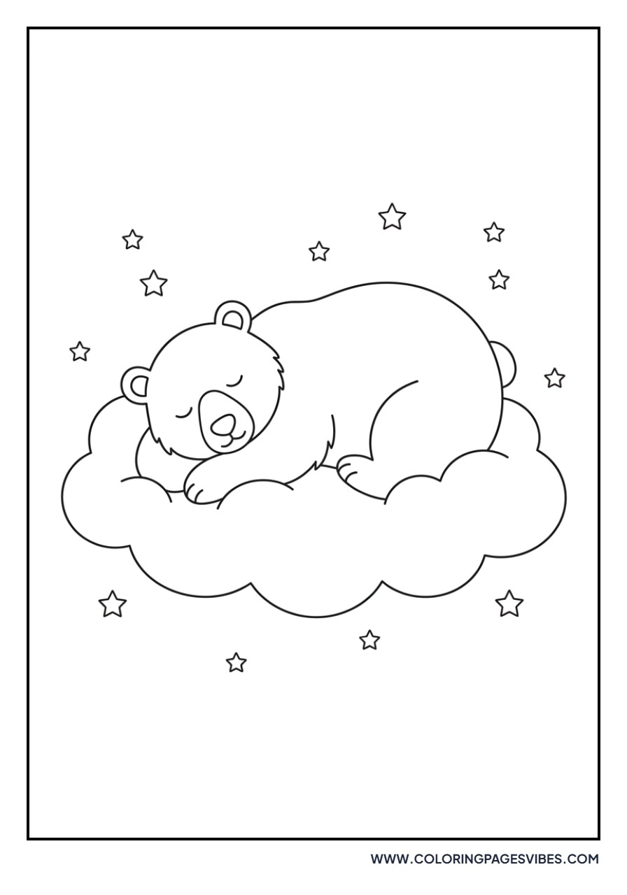 Grizzly Bear Sleeping on a Cloud