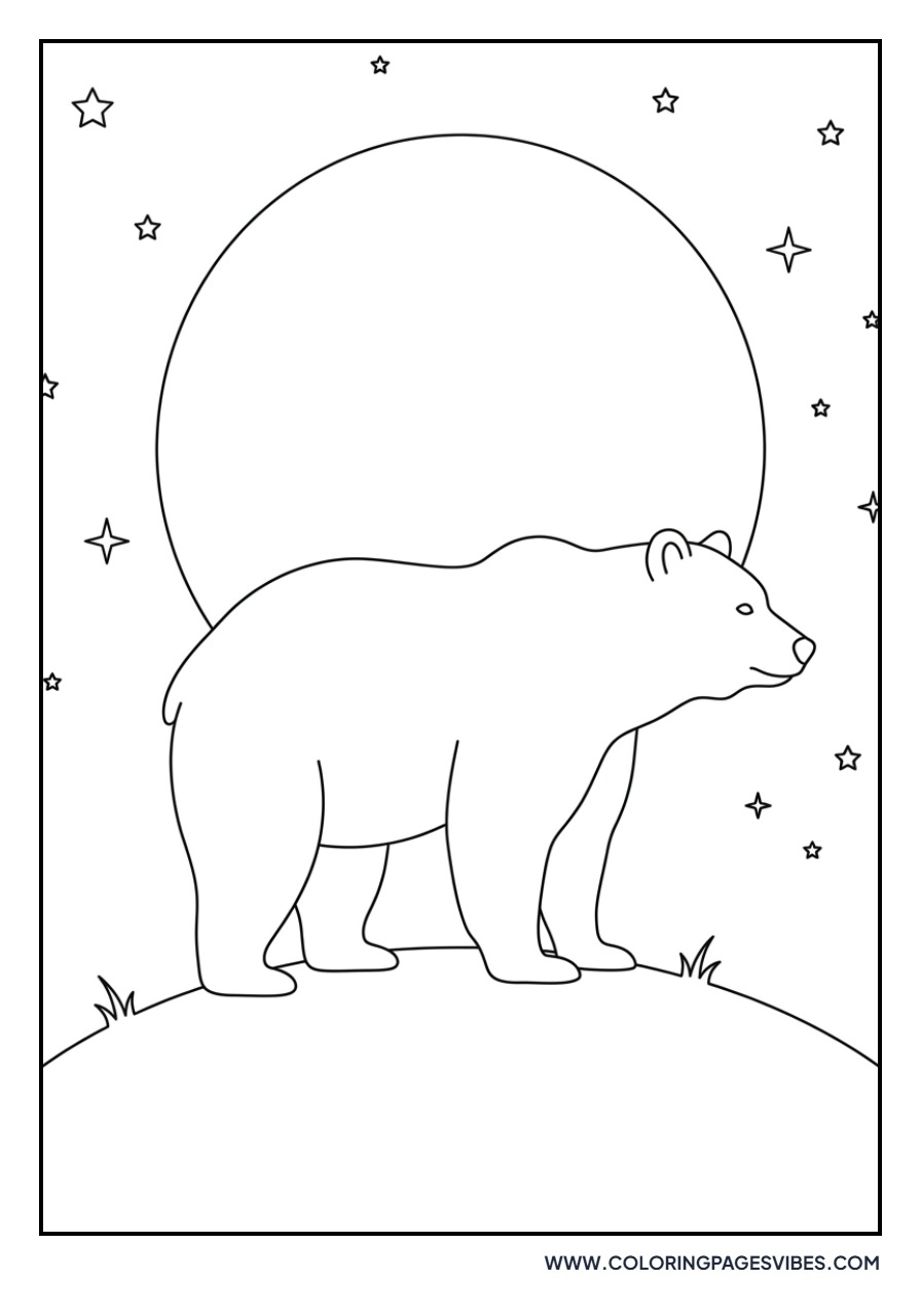 Grizzly Bear Under the Moon