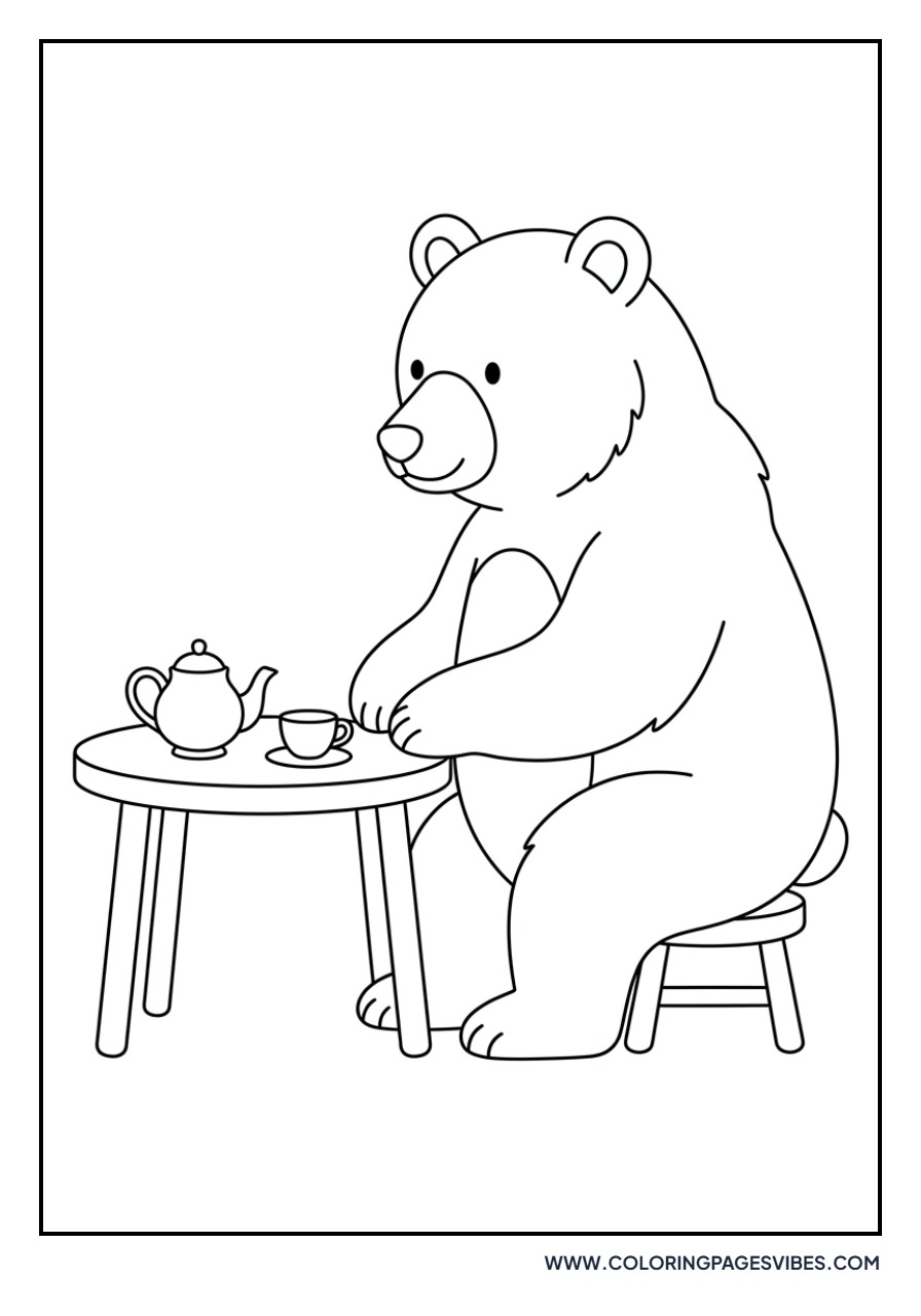 Grizzly Bear with a Tea Set