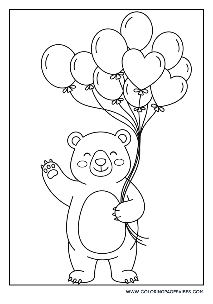 Grizzly Bear with Balloons