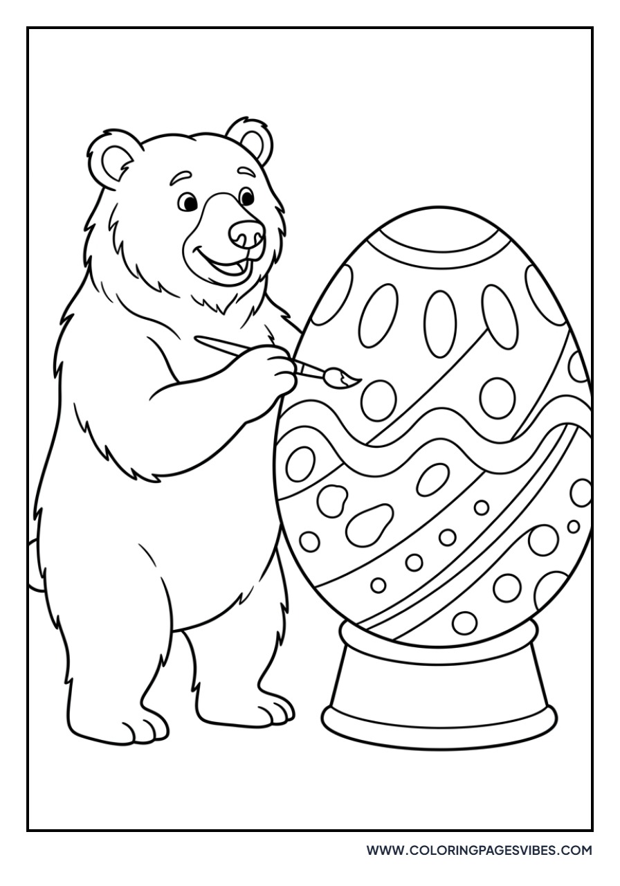 Grizzly Bear with Easter Egg