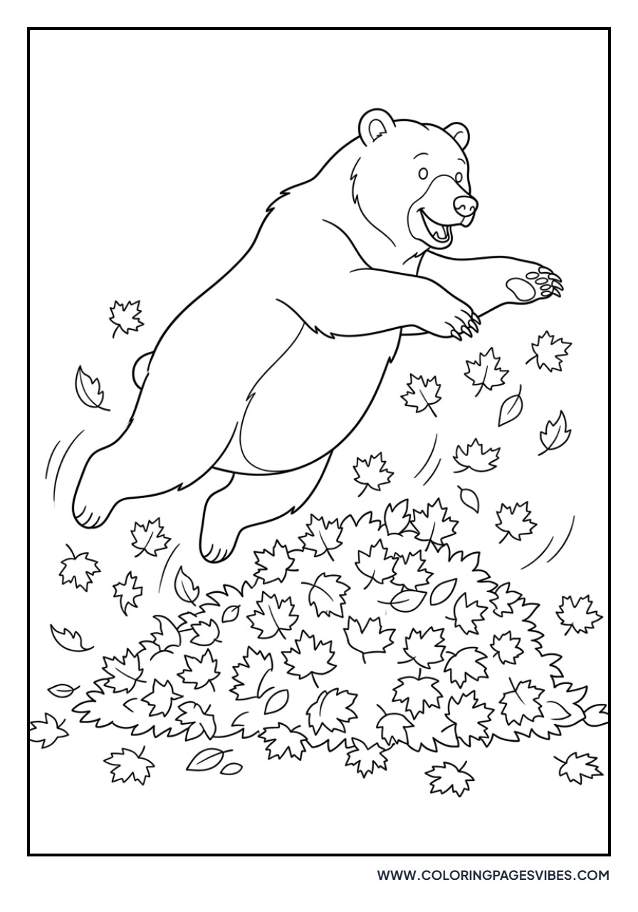 Grizzly Bear with Fall Leaves