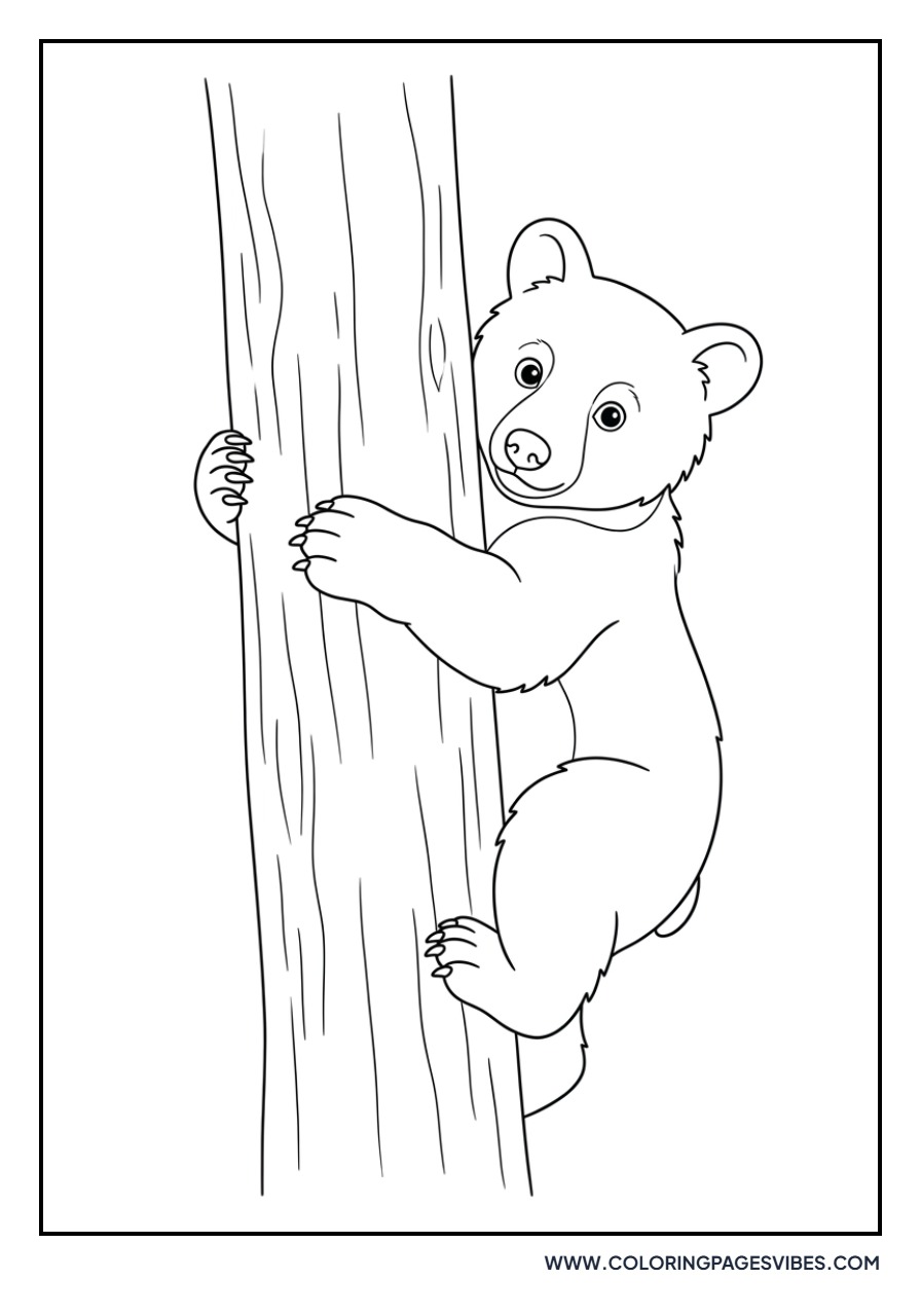 Grizzly Cub Climbing a Tree