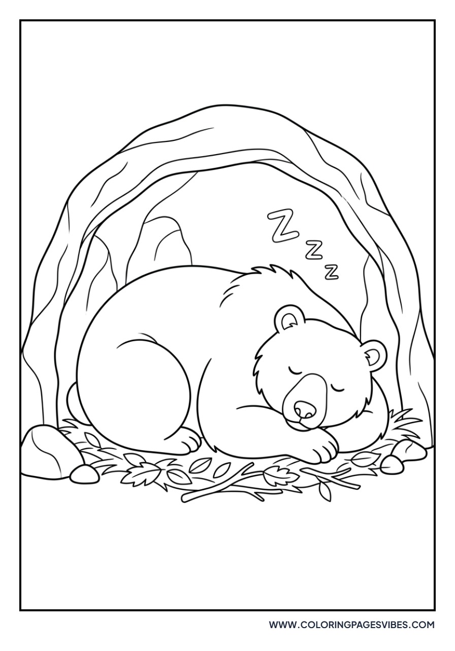 Sleeping Grizzly in Cave