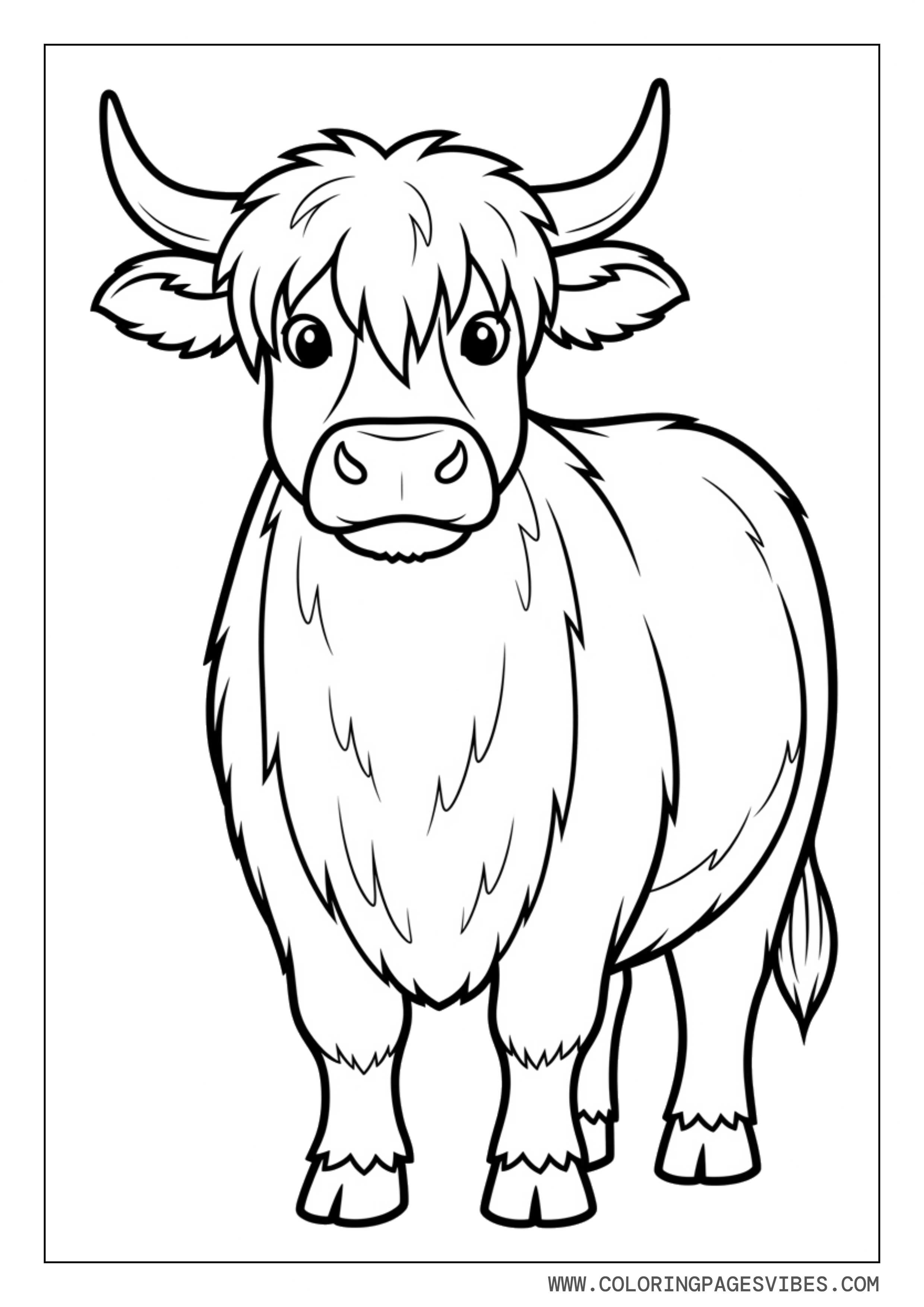 Fluffy Highland Cow Full Body