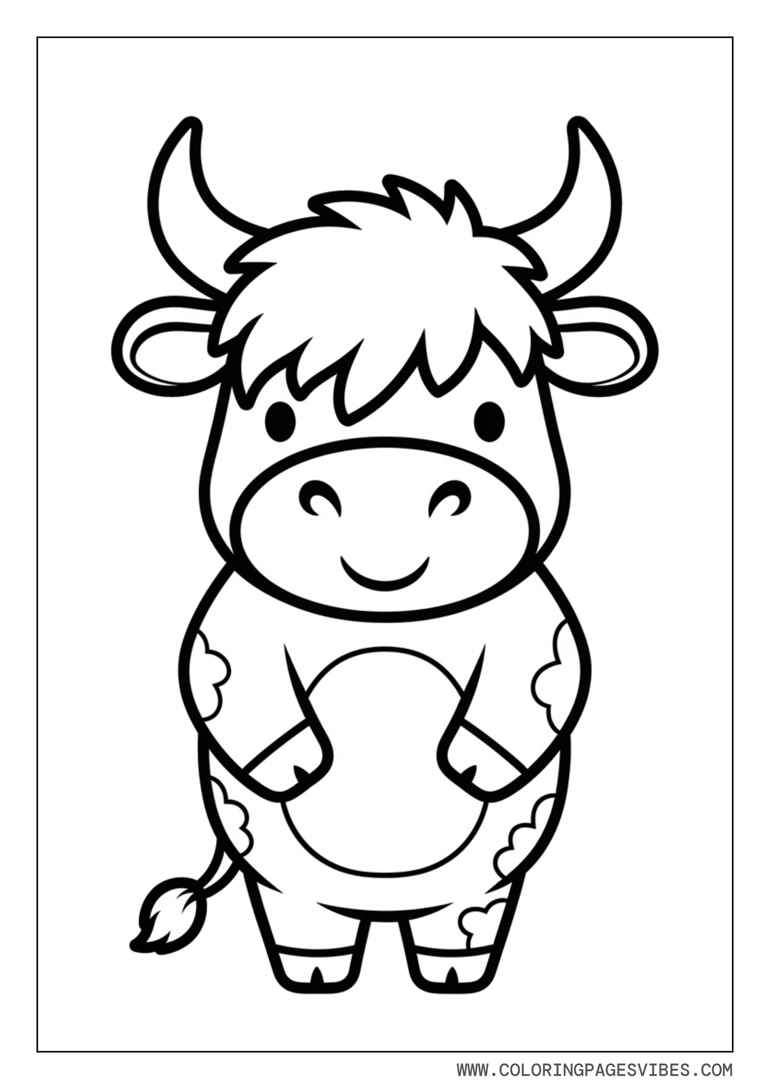 Happy Cartoon Highland Cow