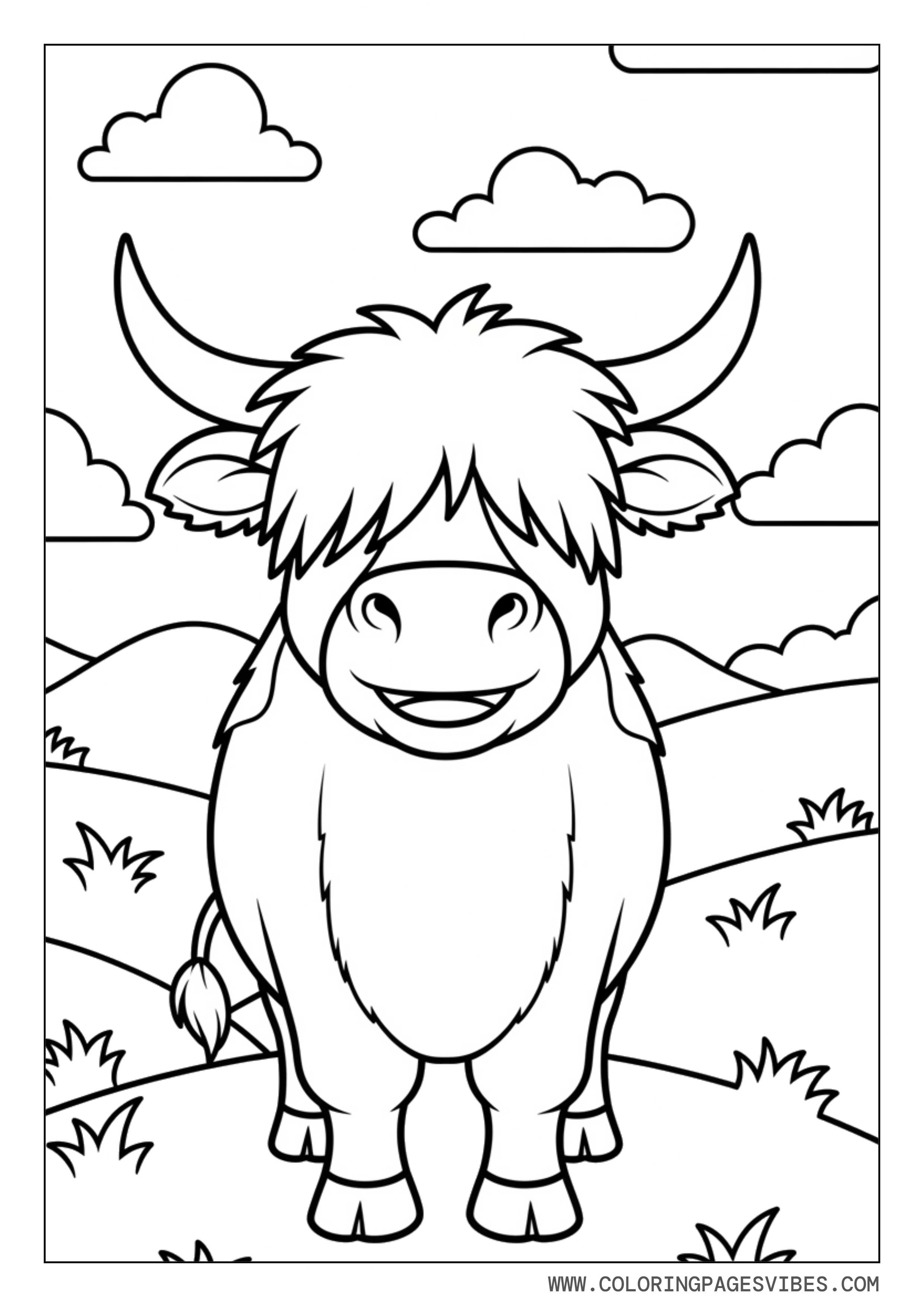 Highland Cow in Rolling Hills