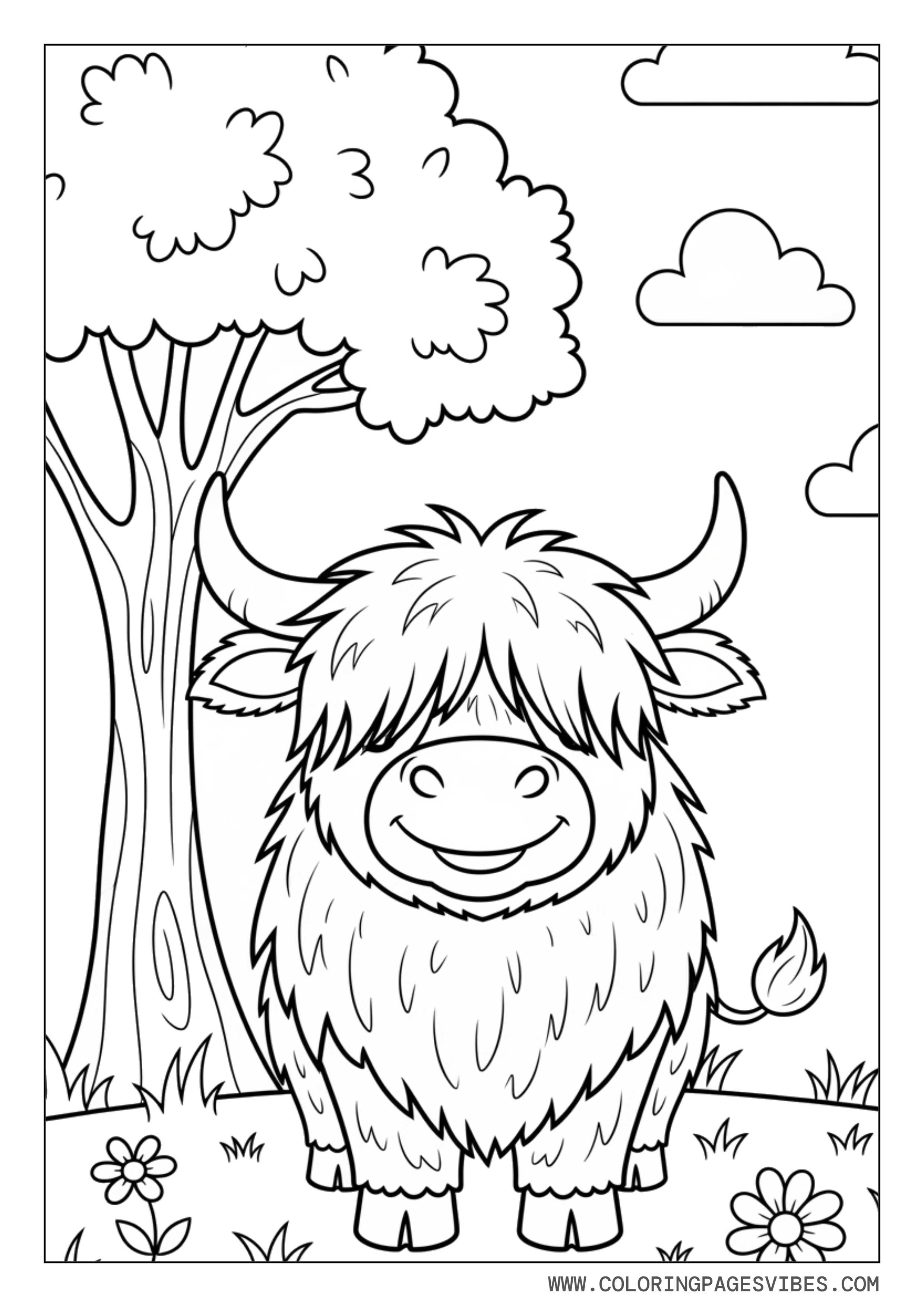 Highland Cow Under a Tree